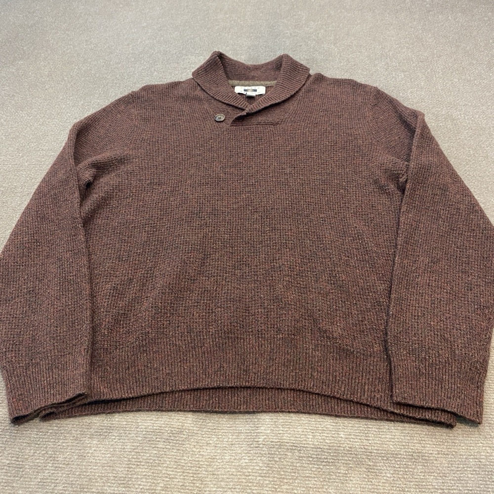 Joseph Abboud Mens Sweater XXL Brown Red Wool Blend Shawl‎ Collar Knit Pullover